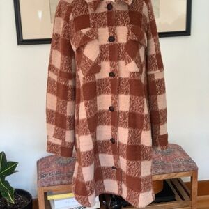 Greylin Checkered Tan and Cream Teddy Jacket
